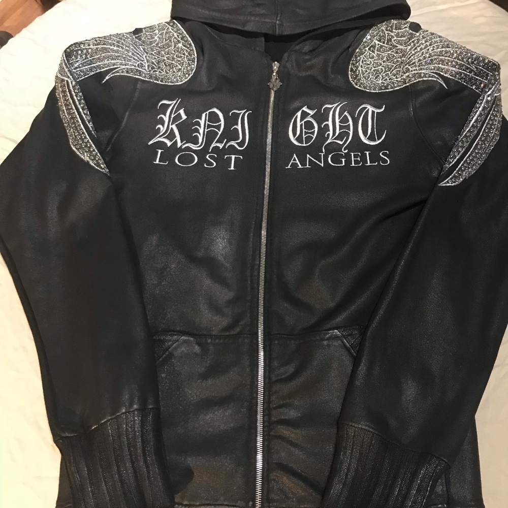 Jaded By Knight Swarovski Embroidered Lost Angels Hoodie Jacket XL